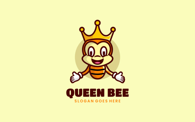 Queen Bee Mascot Cartoon Logo Logo Template