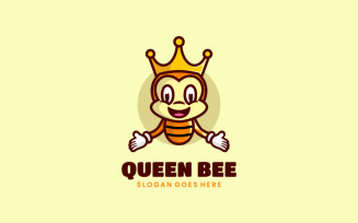 Queen Bee Mascot Cartoon Logo