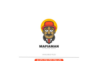 Boss mafia man cute logo template