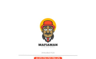Boss mafia man cute logo template