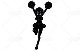Cheerleader Cartoon Silhouette Vector Illustration