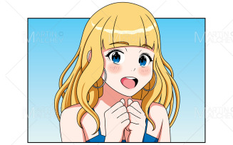 Pleasantly Surprised Anime Girl Vector Illustration
