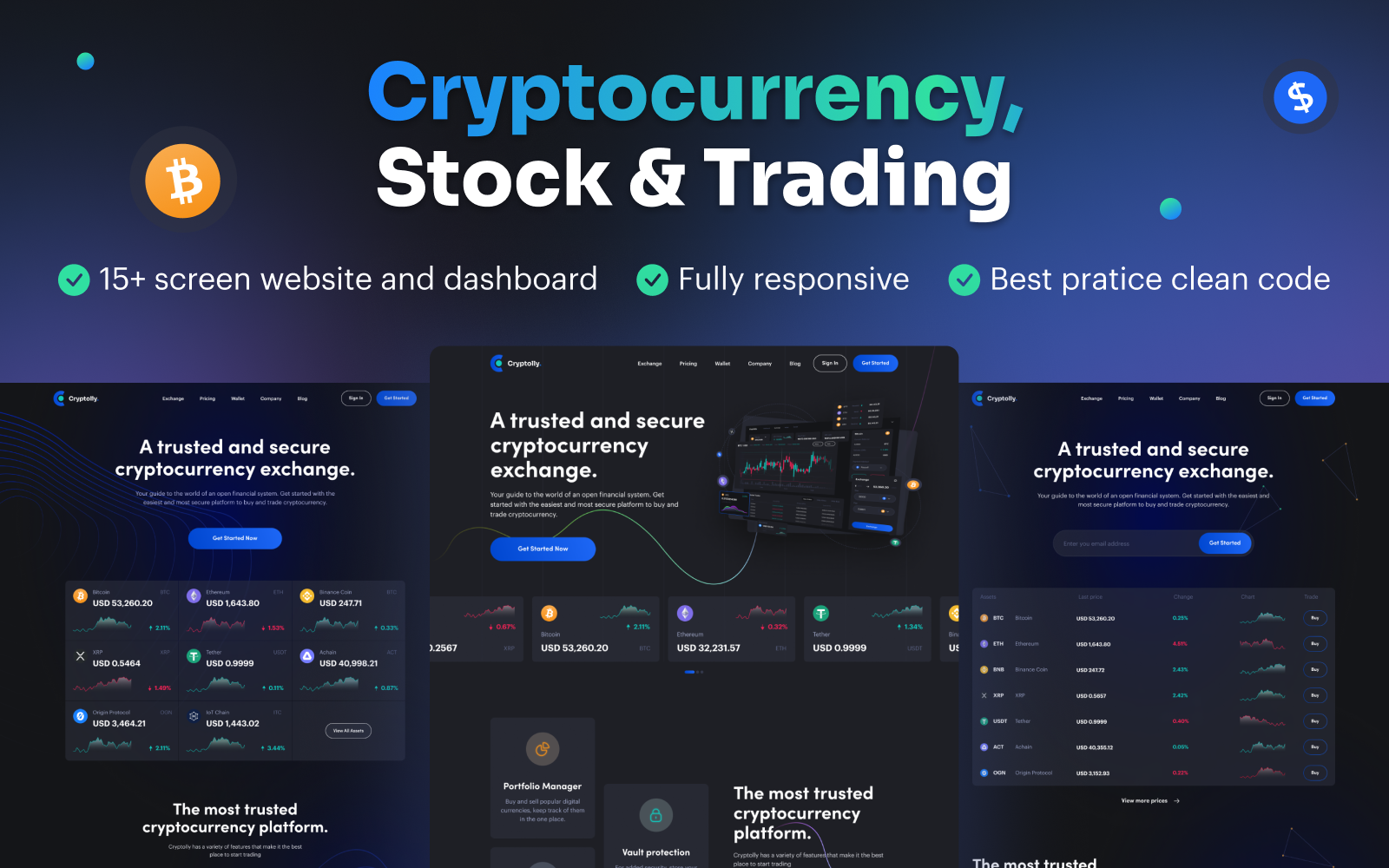 Cryptolly - Cryptocurrency Coded Website Template