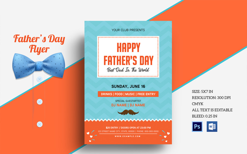 Printable Father's Day Party Flyer Template Corporate Identity