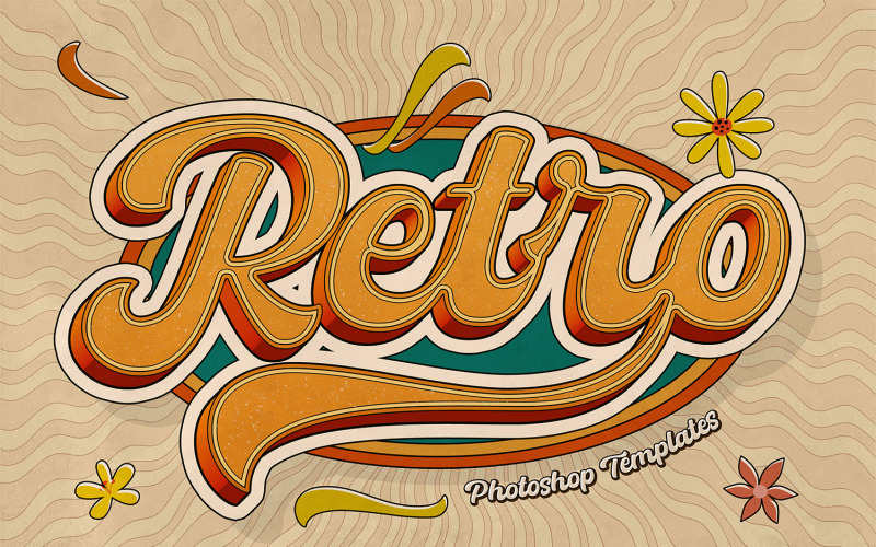 Retro Text Effects - 6 Photoshop Templates Illustration