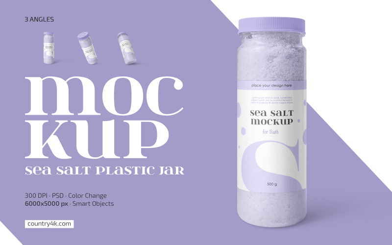 Sea Salt Plastic Jar Mockup Set Product Mockup
