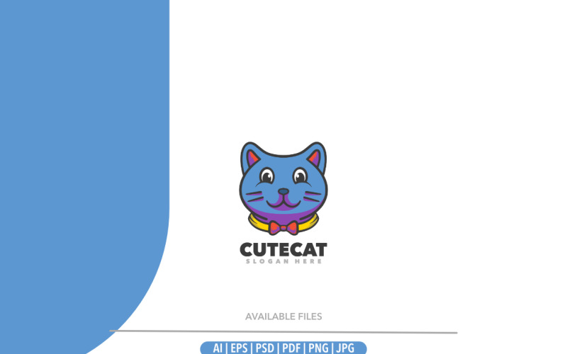 Cat blue pink cartoon logo Logo Template