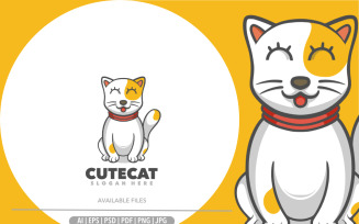 Cat cute playful logo template
