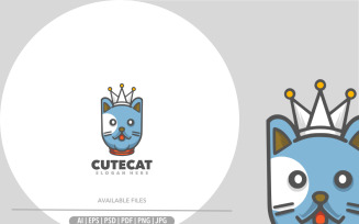 Cat king mascot cartoon logo