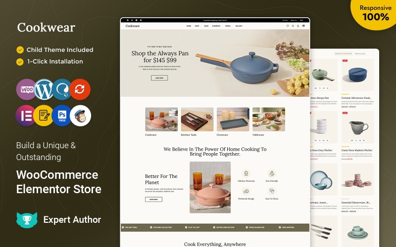 Cookware - Appliances, Kitchen and Crockery WooCommerce Elementor Multipurpose Responsive Theme WooCommerce Theme