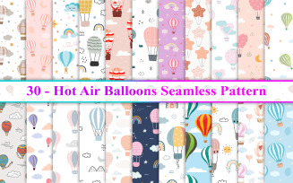 Hot Air Balloons Seamless Pattern, Hot Air Balloons Pattern, Balloon Seamless Pattern