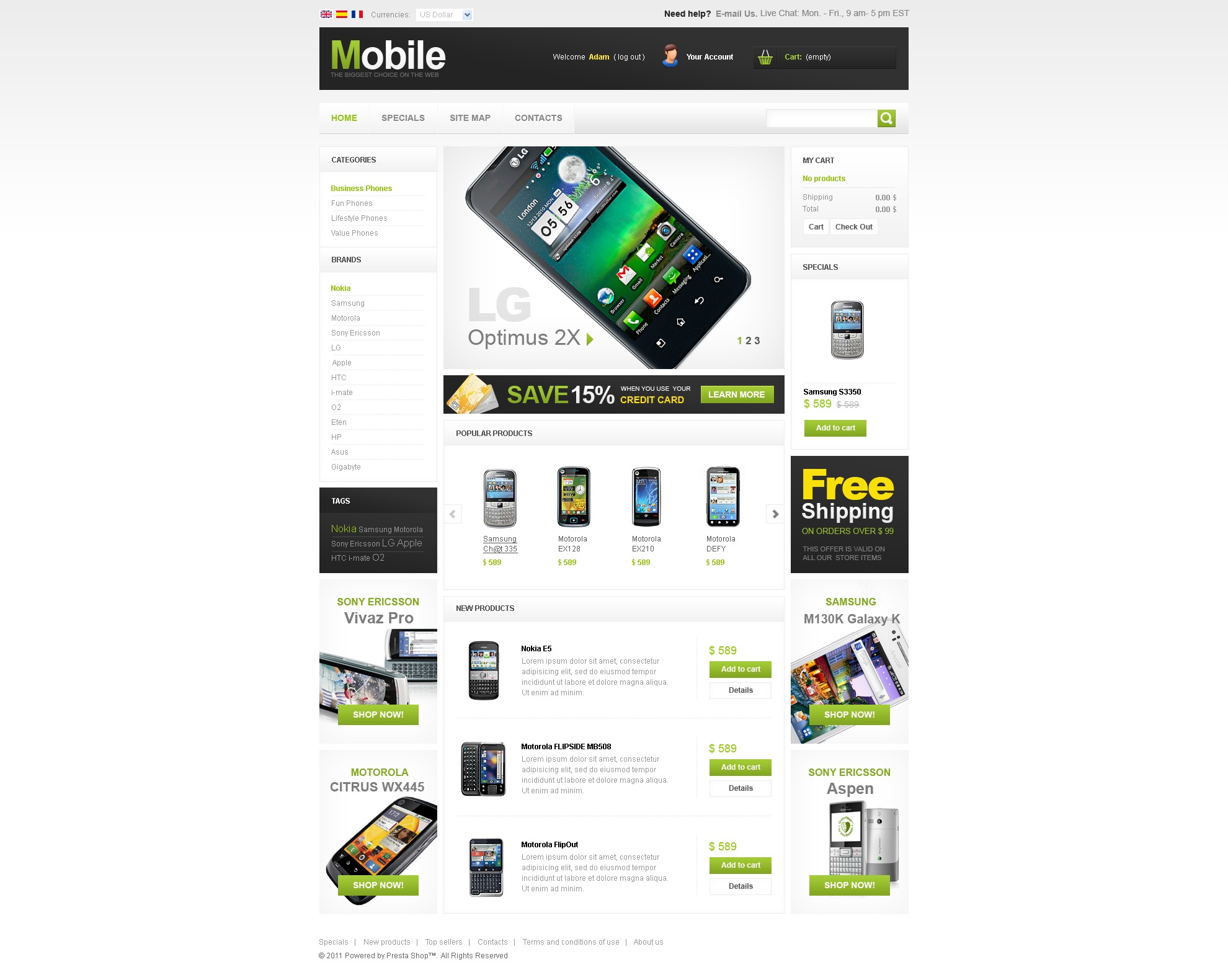 Mobile Phones Store Theme 32786
