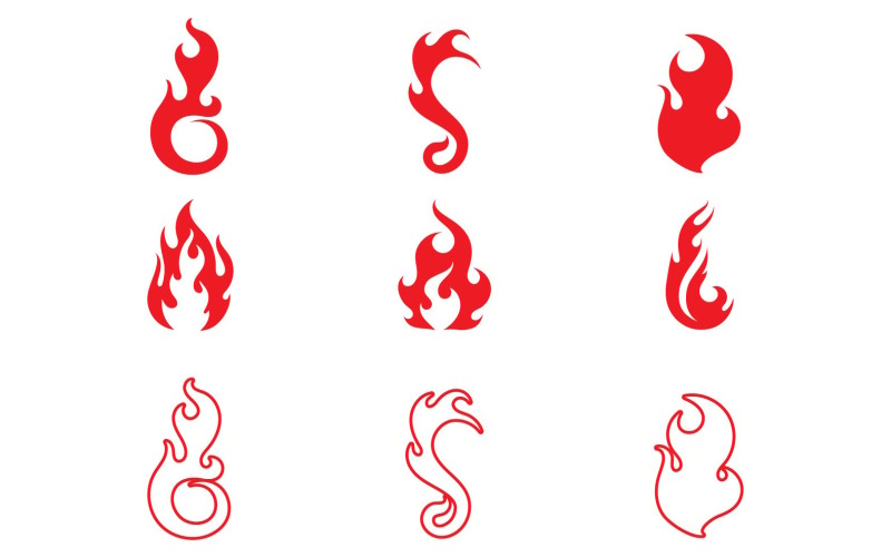 Flame fire hot burn logo vector v23 Logo Template