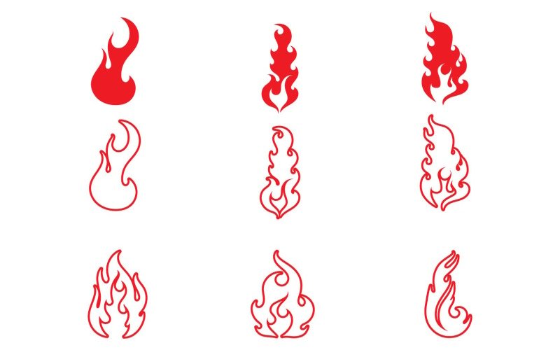 Flame fire hot burn logo vector v24 Logo Template