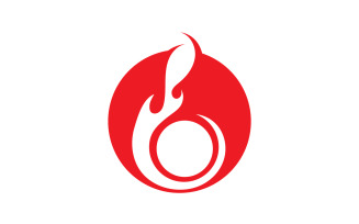 Fire hot flame burn logo vector v10