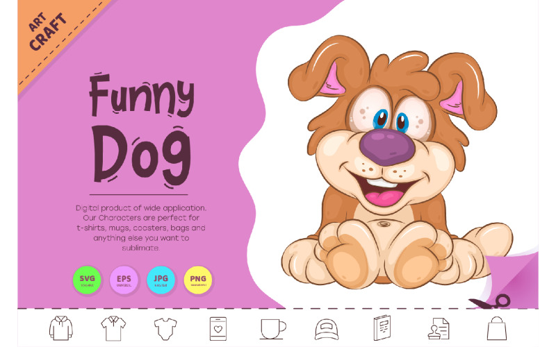 Funny Cartoon Dog. Clipart. Vector Graphic