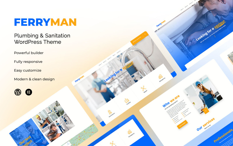 Ferryman - Plumbing Services and Sanitation Wordpress Template WordPress Theme