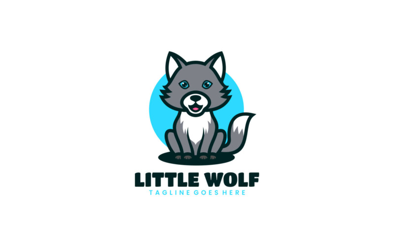 Little Wolf Mascot Cartoon Logo Logo Template