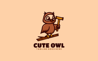 Cute Owl Mascot Cartoon Logo Style