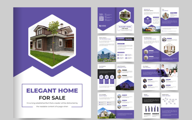 Home selling booklet layout vector Magazine Template