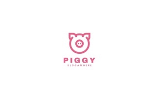 Pig Line Art Logo Template