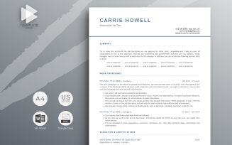 Professional Resume Template Carrie Howell