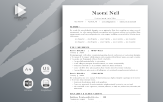Professional Resume Template Naomi Nell