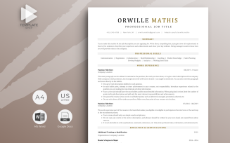 Professional Resume Template Orwille Mathis