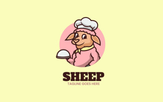 Sheep Chef Mascot Cartoon Logo