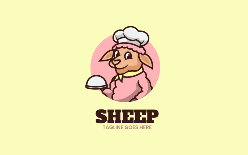 Sheep Chef Mascot Cartoon Logo Logo Template
