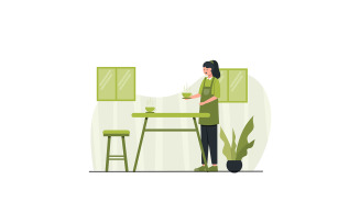 Coffee Shop Concept Flat Design Illustration