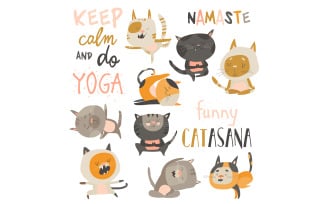 Cute Cats In Yoga Postures Vector