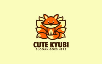 Cute Kyubi Mascot Cartoon Logo