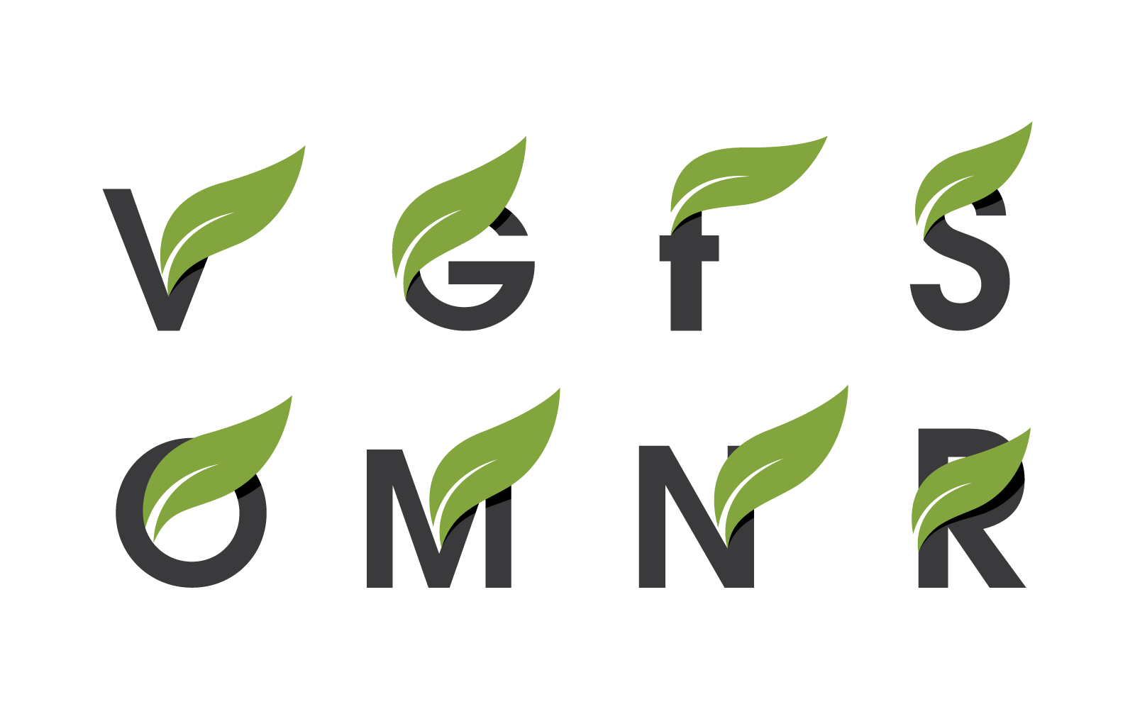 Set of Initial letter with green leaf Logo Template