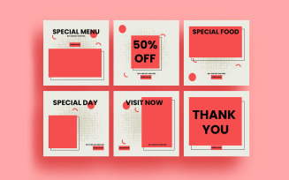 Set of Social Media Post for a Special Food Menu. Social Media Post Design