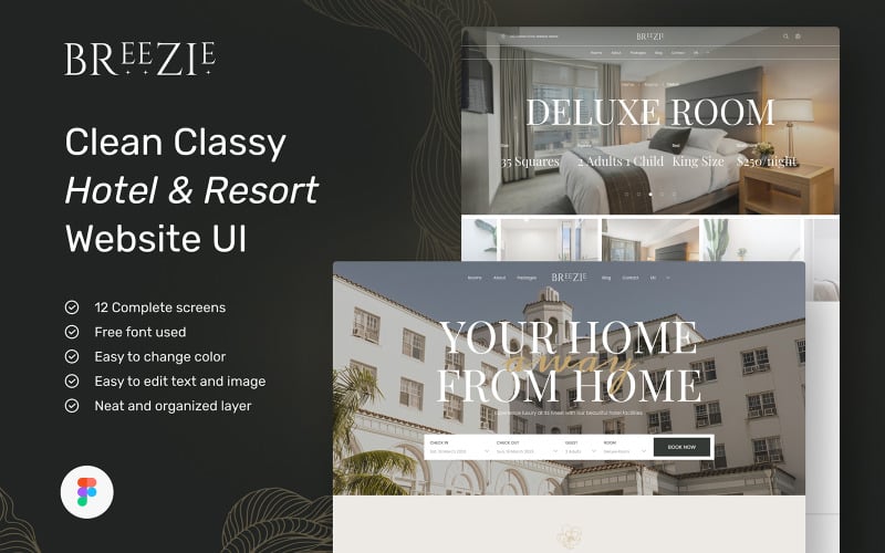 Breezie – Clean & Classy Hotel & Resort Website UI Element