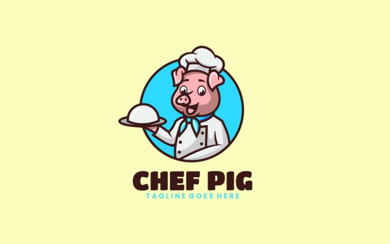 Chef Pig Cartoon Logo Design Logo Template