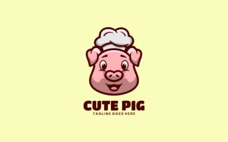 Cute Pig Cartoon Logo Design