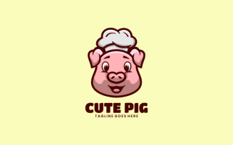 Cute Pig Cartoon Logo Design