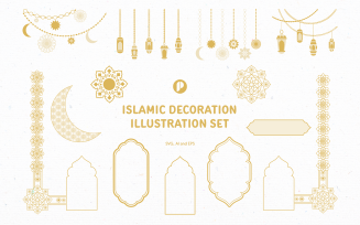 Elegant Islamic Decoration Illustration Set