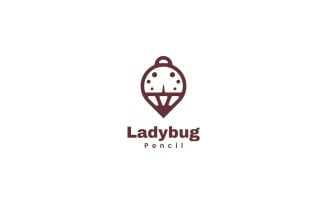 Ladybug Pencil Line Art Logo