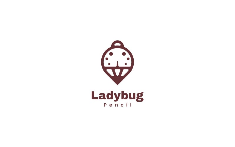 Ladybug Pencil Line Art Logo Logo Template