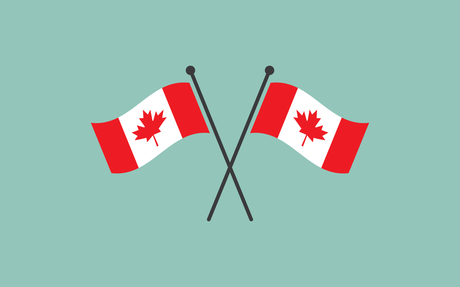 Plantilla vectorial de diseño plano de bandera de Canadá