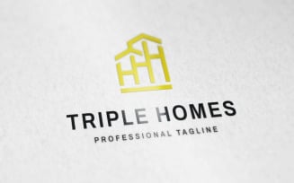 Triple Homes Logo House Logo Triple Houses Logo or Real Estate Logo