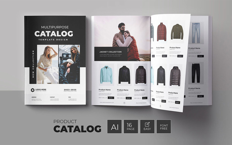 Clothing Product Catalog or Fashion Photography Catalog and Brochure Magazine Template