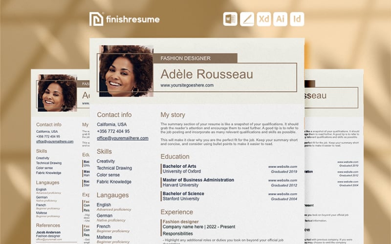 Fashion designer resume template | Finish Resume Resume Template