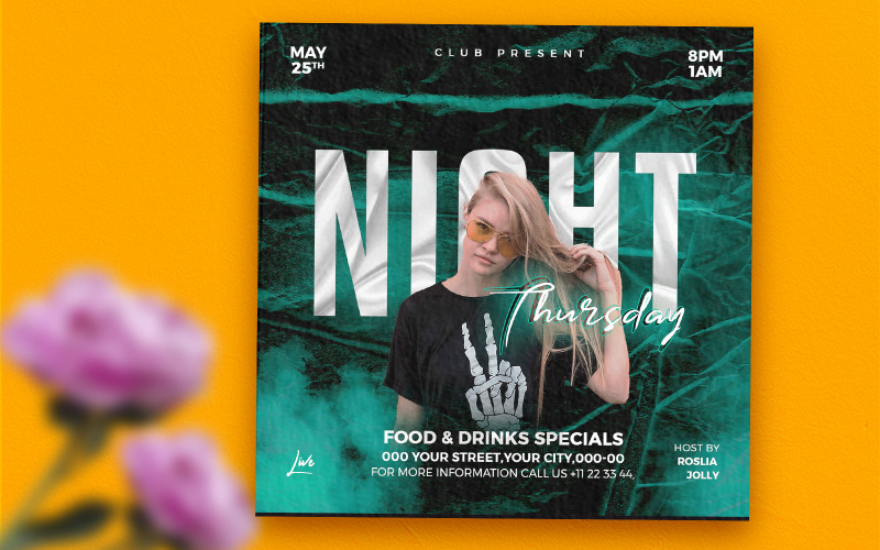 Free Night Party Flyer And Social Media Post Corporate Identity