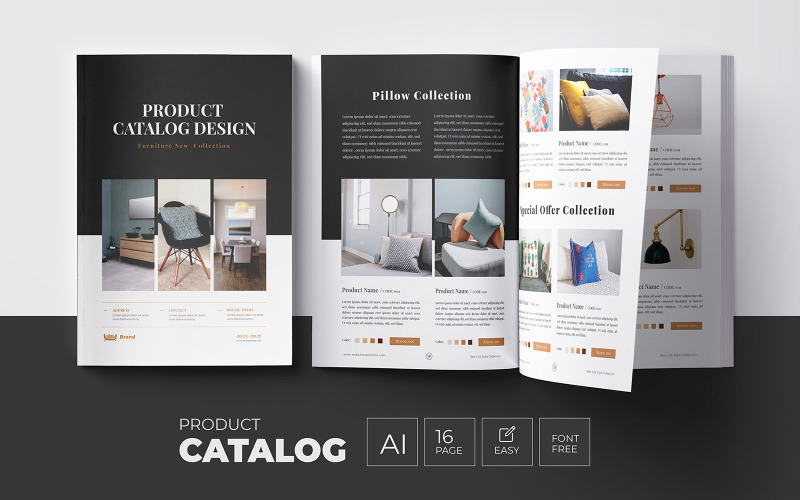 Furniture Catalog and product catalog template Magazine Template
