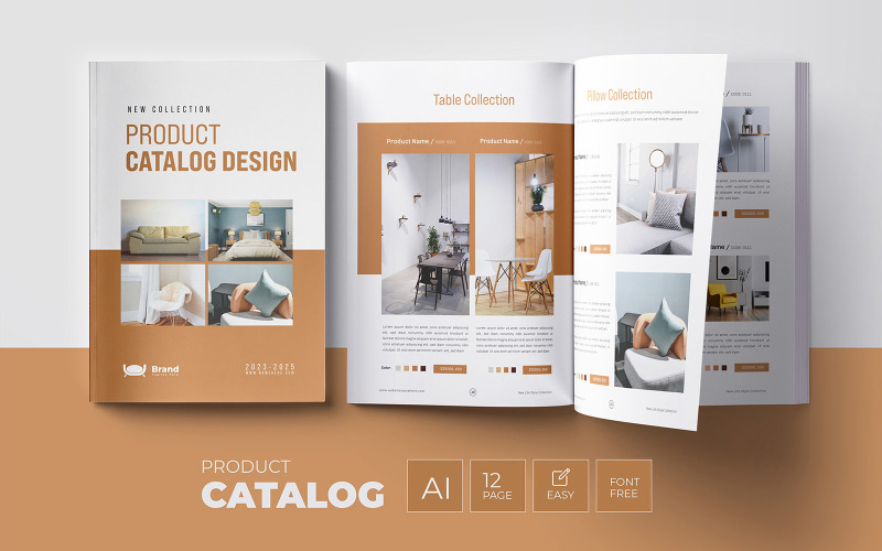 Furniture catalog template design Magazine Template