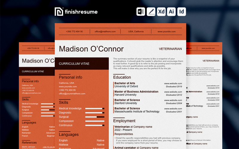 Veterinarian resume template | Finish Resume Resume Template